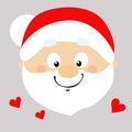 Santa Flat Design Cartoon Face in Love - Vector Royalty Free Stock Photo