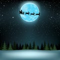 Santa flying moon wood Royalty Free Stock Photo