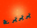 Santa flying in a sleigh with reindeer. Royalty Free Stock Photo