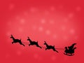 Santa flying in a sleigh with reindeer. object. Black silhouette Christmas. New Year. illustration Royalty Free Stock Photo