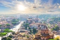 Santa Francesca Romana Basilica and the Roman Forum ruins, Rome, Italy Royalty Free Stock Photo