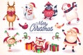 santa friends character collection design illustration