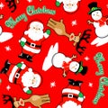 Santa and friends merry christmas seamless pattern