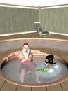 Santa and Frosty Hot Tub