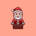 Santa Get Out of The Chimney Creative Cartoon