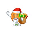 Santa with gift apricot fruit in the cartoon shape Royalty Free Stock Photo