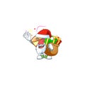 Santa with gift bag exploding confetti Cartoon character design