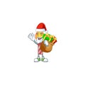 Santa with gift bag red stripes candle Cartoon character design