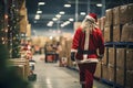 santa gift box, christmas parcels, Warehouse Worker Santa
