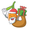 Santa with gift buckthorn mascot cartoon style Royalty Free Stock Photo