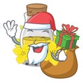 Santa with gift canola seed oil on a cartoon