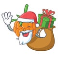 Santa with gift cloudberry mascot cartoon style Royalty Free Stock Photo