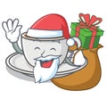 Santa with gift coffee character cartoon style