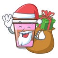 Santa with gift coffee cup mascot cartoon