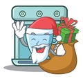 Santa with gift coffee maker character cartoon