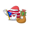 Santa with gift flag puerto rico the mascot shape