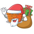 Santa with gift fruit basket character cartoon