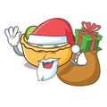 Santa with gift fruit tart mascot cartoon