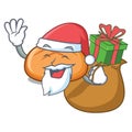 Santa with gift hamburger bun mascot cartoon