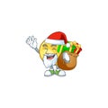 Santa with gift ripe mundu with character mascot style Royalty Free Stock Photo