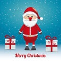 Santa gift snowy winter background