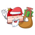 Santa with gift strawberry cake mascot cartoon