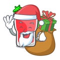 Santa with gift strawberry mojito mascot cartoon