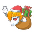 Santa with gift yellow pumpkin isolated in the cartoon