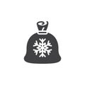 Santa gifts bag icon vector, sack with snowflake filled flat sign, solid pictogram isolated on white, logo illustration