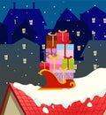 Santa gifts cart background