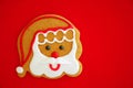 Santa gingerbread cookie on red