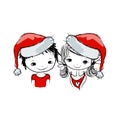 Santa girl and boy, sketch for your design