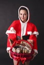 Santa Girl Gives Us A Christmas Gift Basket