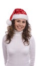 Santa girl in red Christmas cap Royalty Free Stock Photo