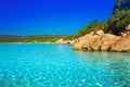 Santa Giulia beach with azure clear water, Corsica, France