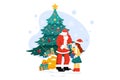 Santa giving Christmas gifts Illustration concept on white background
