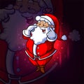 The santa is giving the love sign hand esport mascot design