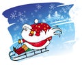 Santa goes with a sledge