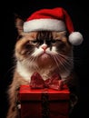 Santa Grumpy Cat Royalty Free Stock Photo