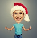 Santa happy girl showing thumbs up Royalty Free Stock Photo