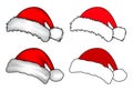 Santa hat, Christmas cap icon set, symbol, design. Winter vector illustration on white background. Royalty Free Stock Photo