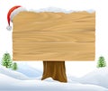 Santa Hat Christmas Cartoon Wooden Sign