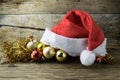 Santa Hat with Christmas decorations Royalty Free Stock Photo