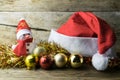 Santa Hat with Christmas decorations Royalty Free Stock Photo