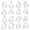 Santa hat Doodle vector icon set. Drawing sketch illustration hand drawn line eps10 Royalty Free Stock Photo