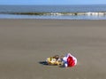 Santa hat and Flip Flops Royalty Free Stock Photo