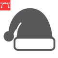 Santa hat glyph icon, merry christmas and xmas, noel hat sign vector graphics, editable stroke solid icon, eps 10. Royalty Free Stock Photo