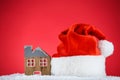 Santa hat with house model Royalty Free Stock Photo