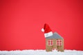 Santa hat with house model Royalty Free Stock Photo