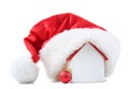 Santa hat with house model Royalty Free Stock Photo